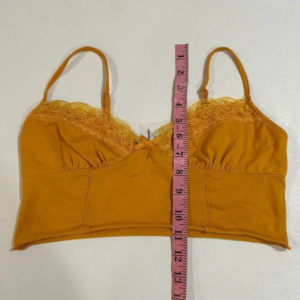 Princess Polly Mustard Lace Trim Bralette Top Size 6 US / AU 10